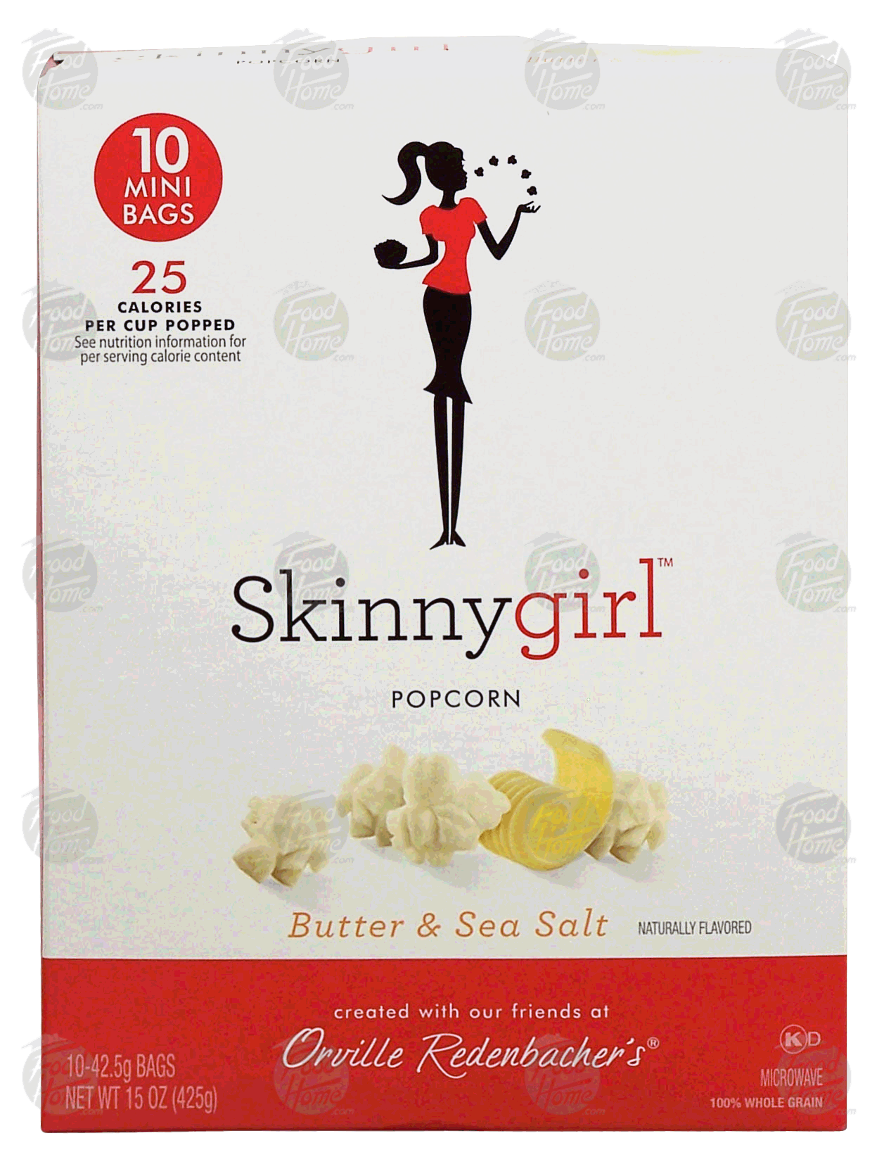 Skinnygirl  butter & sea salt flavored popcorn, 100% whole grain, 10 mini bags Full-Size Picture